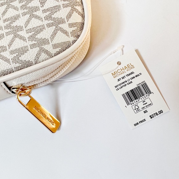 Michael Kors Jet Set Travel Large Laptop Case MK Light Cream Multi - Picture 7 of 7